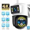LS VISION 4K 8MP IP Camera WiFi Outdoor Waterproof 10x Zoom 4G Wireless Camera Yoosee Triple Lens Dual Screen Voice ColorNight Vision CCTV