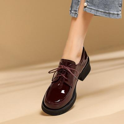 Мода 5 см Осень Весна Женские Оксфорды Формы Броги Кожа Полностью Черные Офисные Подошва Родинка Женские Балетки Дерби Туфли Леди