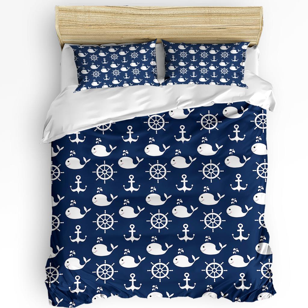 Striped Ship Rudder Anchor 3pcs Bedding Set For Double Bed Home Textile Duvet Cover Quilt Cover Pillowcase