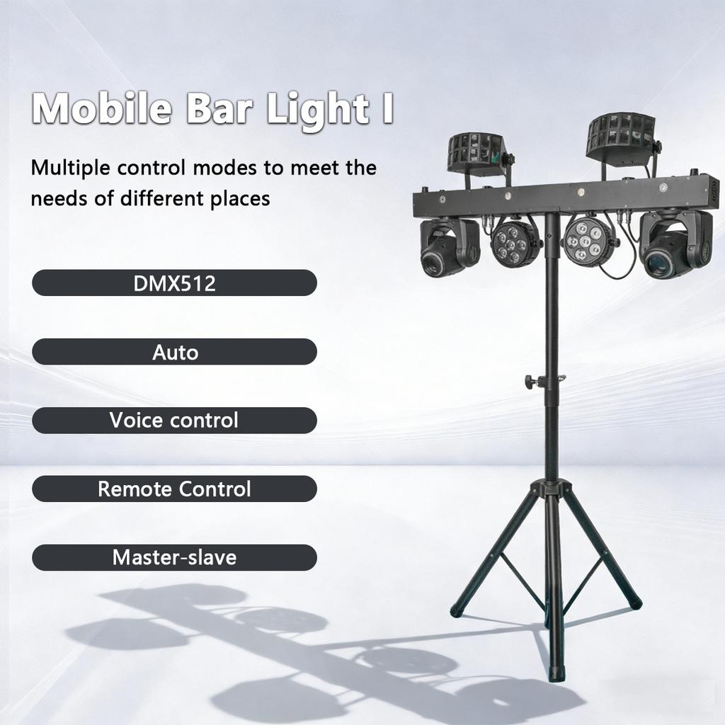 Portable Gig Bar 2x30W RGBW butterfly Strobe Par Moving Head Removable bar Light Disco Dj Party Stage Light With T bar Stand