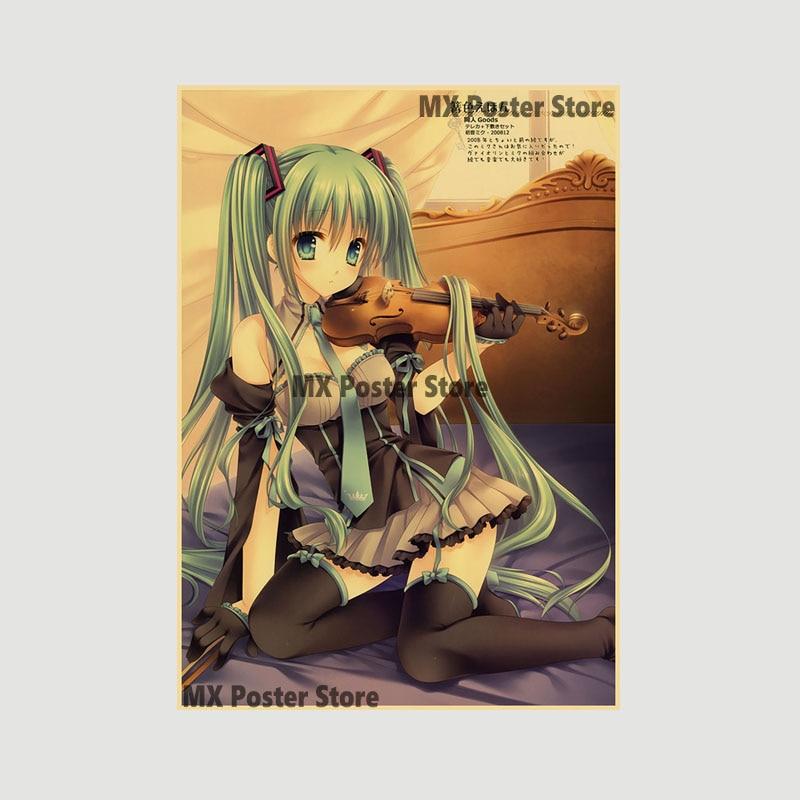 Аниме идол мультфильм певец Мику плакат HD печать крафт-бумага ретро настенные художественные фотографии спальня декоративная живопись домашний декор подарки