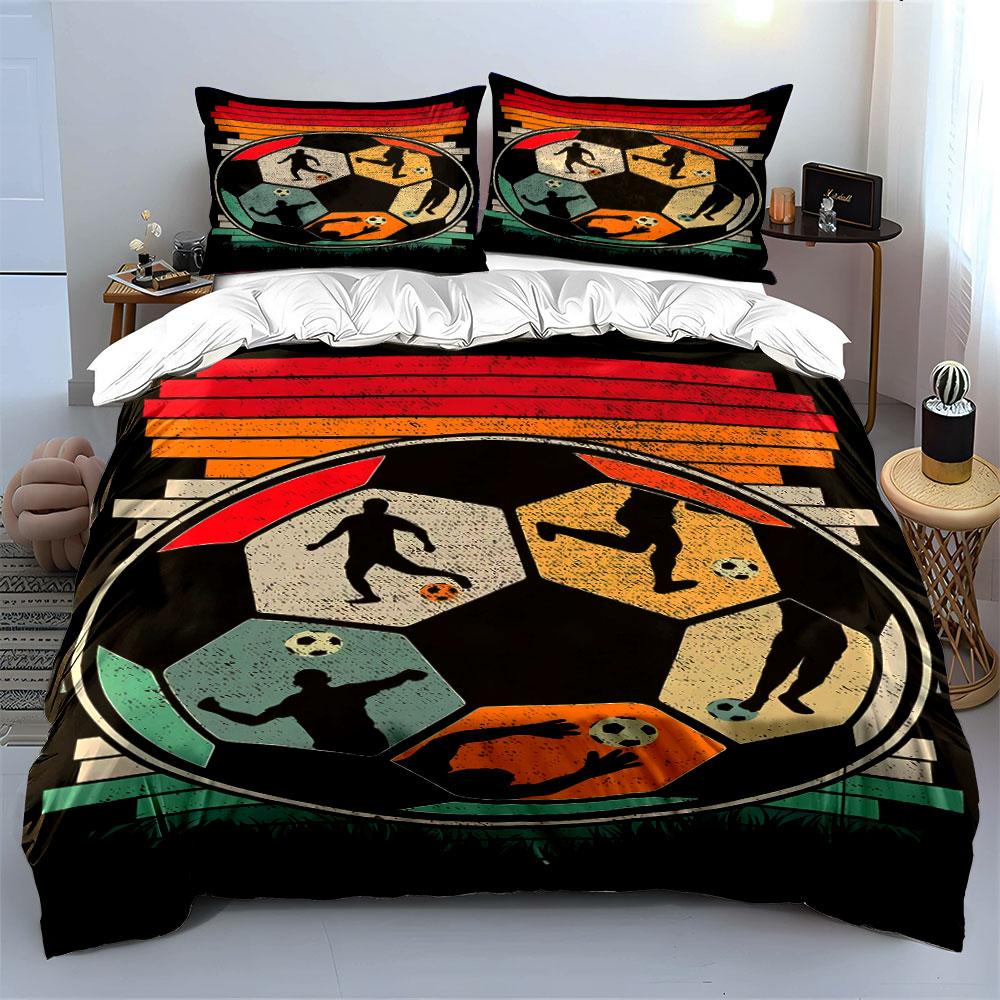 Soccer ball player silhouettes. Bedding sets Duvet cover sets Duvet covers Pillowcases(1 * Duvet Cover 2 * Pillowcases, without duvet insert)