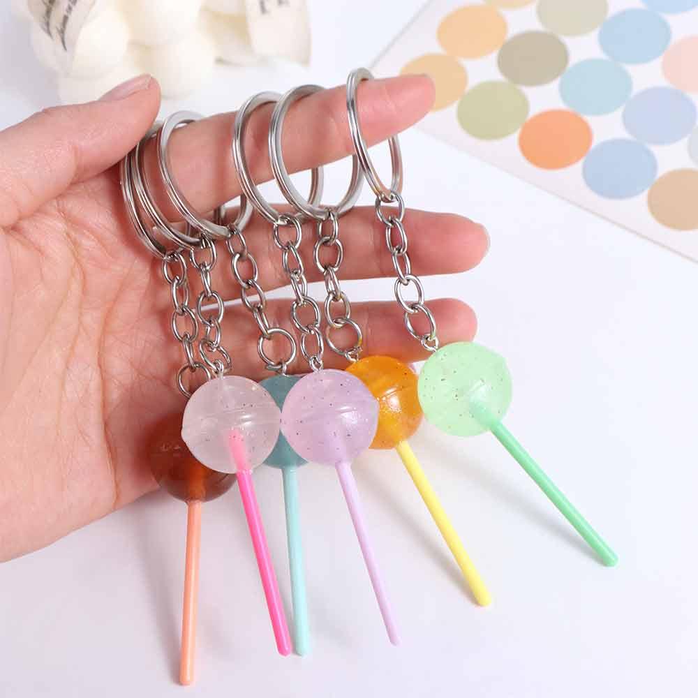 Jelly-colored Simulation Lollipop 3D Food Candy Key Rings Lovely Lollipop Keychain Jewelry Gifts