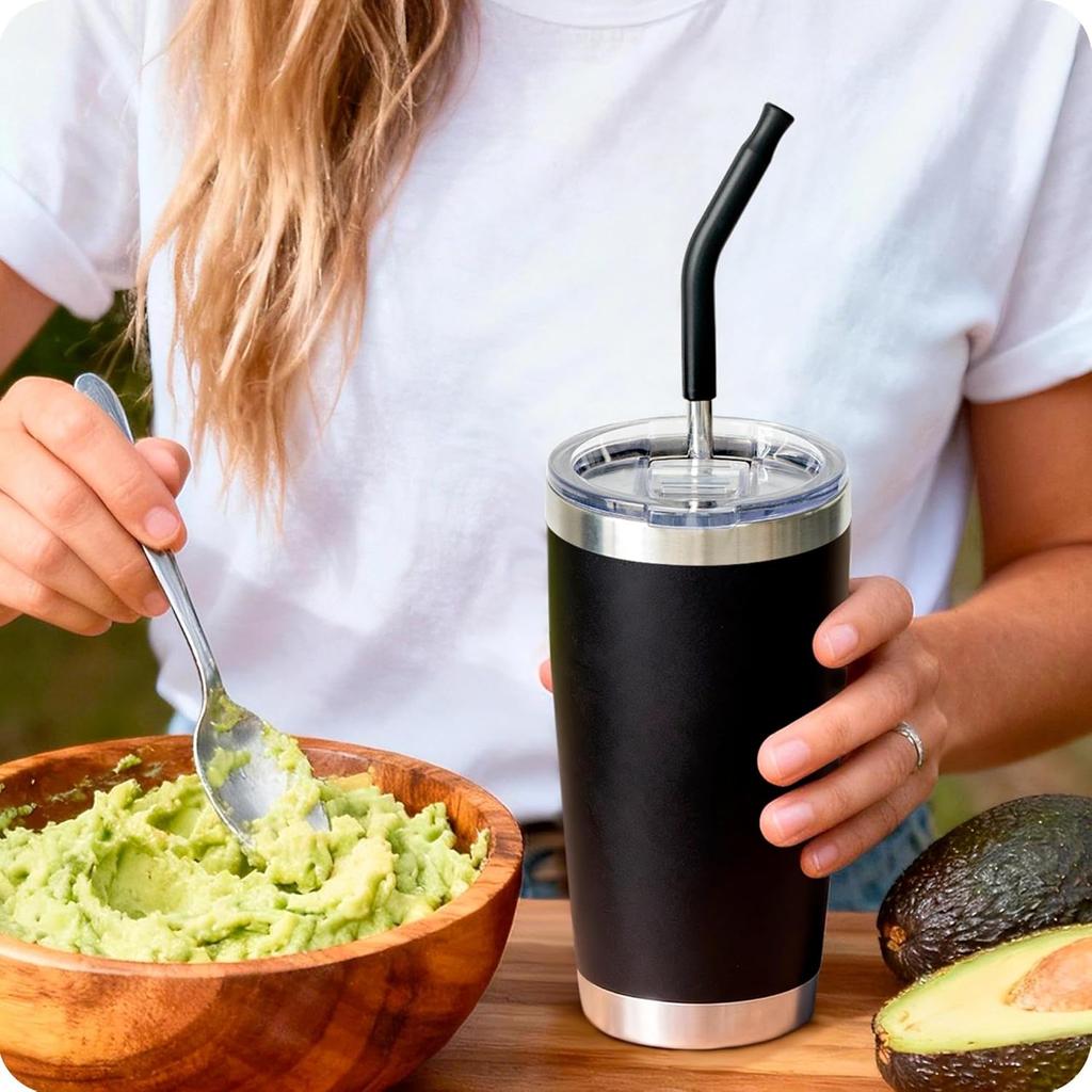 Stainless Steel Straws for 20 oz YETI Tumbler, 4 Pcs Metal Straws Reble with Silicone Tip for 20 oz Stanley Cup and 16 oz Glass Cups(Color 1)