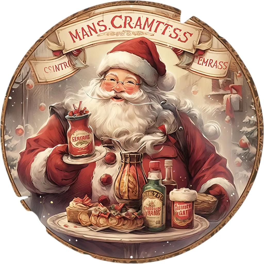 Круглая металлическая жестяная вывеска, художественная роспись, венок, декоративные тарелки, мультяшный снеговик, рождественский постер для декора стен дома, сада, гаража