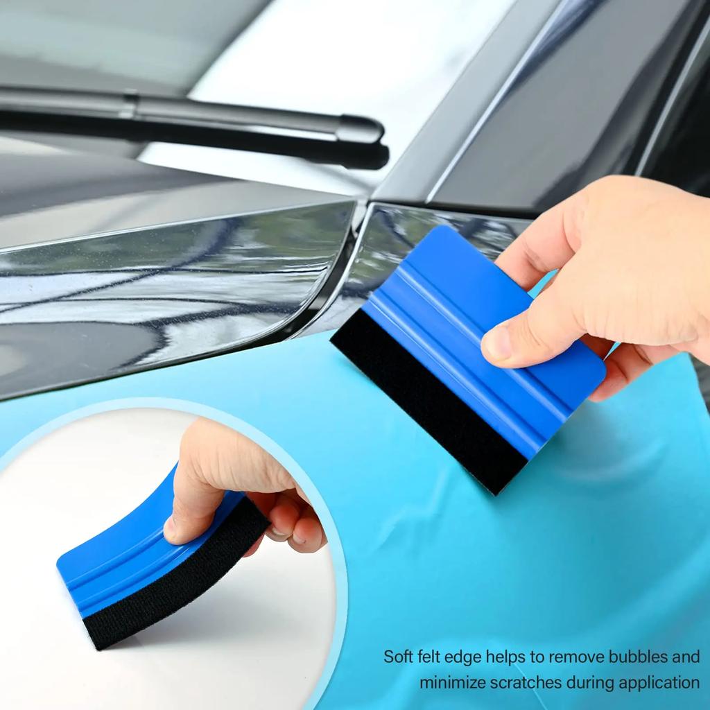 5/10Pcs Felt Edge Squeegee Car Film Wrap Scraper 4 Inch Vinyl Wrap Application Bubble Removal Tools Window Tint Wrapping Tool