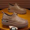 Men's Shoes 2025 New Spring Retro British Style Trend Wear-resistant Leather Surface Waterproof Casual Going Out One Pedal Leather Shoes