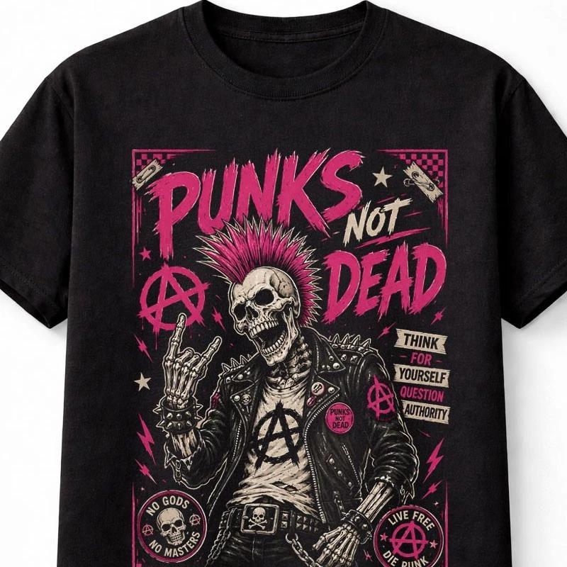 Punks Not Dead Punk Rock Skull Anarchy Rebellion Unisex TShirt