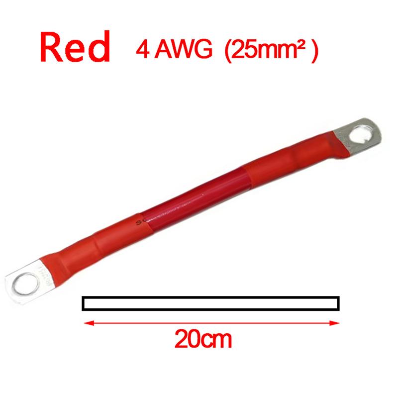 6/4 AWG, 16/25 мм, 2 кабеля для подключения аккумулятора, медный провод с наконечниками для ИБП, инвертор, серия батарей, параллельное подключение