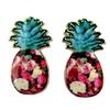 [P7007] - Pink Turquoise 'Pineapple' Designer Earrings - 15x8 Mm