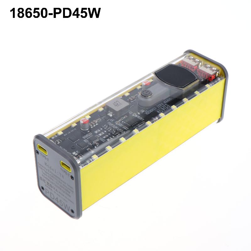 18650 Battery Storage Box 8 Cell PD 45W Fast Charging Power Bank Case DIY Rechargeable Kit for Camping Business Trips