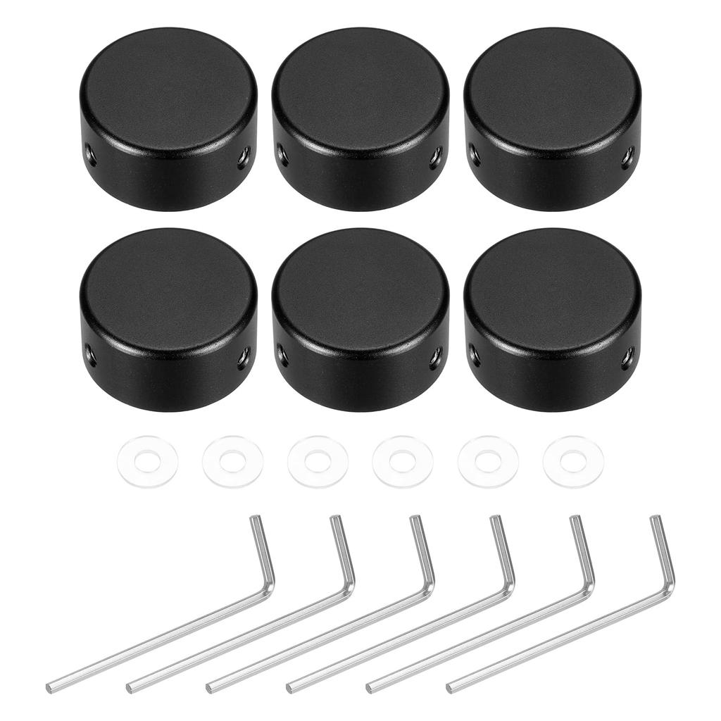uxcell Footswitch Guitar Pedal Button Metal Footswitch Top for Guitar Effects Pedal Black 6-Piece Toppers, Caps, Covers, 3/8" Buttons,