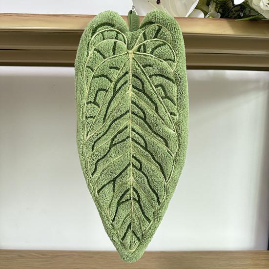 Полотенце для рук в форме листа Двустороннее подвесное полотенце Безворсовое Впитывающее Полотенце-лист с петлей для подвешивания для использования на кухне и в ванной