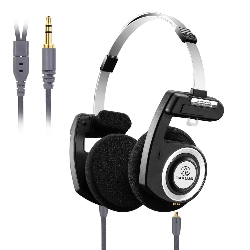 3APLUS Retro Pro Wired Headphones Open Overhead Headphones MMCX Earphones Detachable Cable No Microphone Foldable Ultra Lightweight Easy To Carry