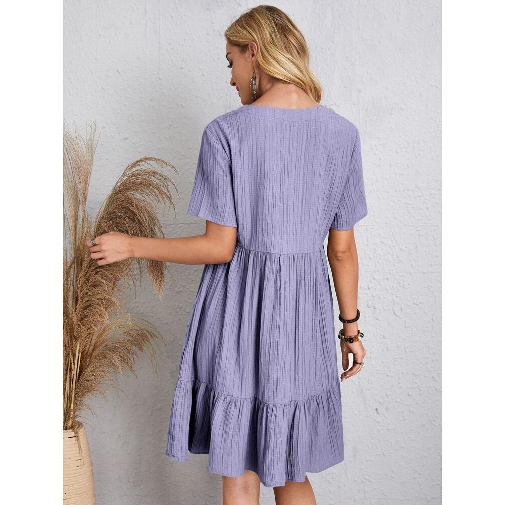 GMXIA Женское летнее свободное повседневное платье с коротким рукавом и струящейся талией