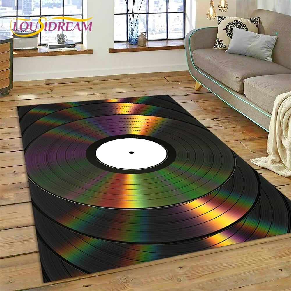 Виниловая пластинка Музыка Диджей Экран лента Ковер Ковер для гостиной Спальни Домашний декор, Коврик для пола Нескользящий Декорация для дивана Придверный коврик