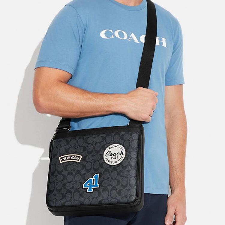 New COACH File Cow Leather With Artificial Leather Document Bag, Shoulder Bag, Crossbody Bag Large Women's Black CE537-QBPHT