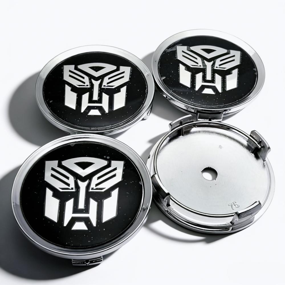 4pcs Transformers Logo Emblem Car Wheel Center Caps O.D 75MM 70MM Wheels Hub Cap Rim Hubcaps Dust Cover Replace Car Accessories