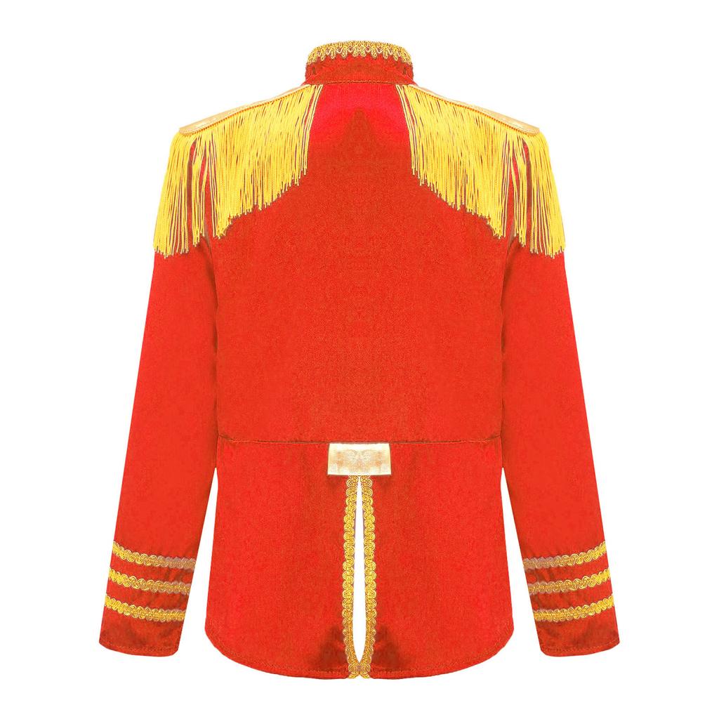 Children's 60s Rock Band Costume - British Star Style Gold Lace Top with Long Sleeves for Music Cosplay