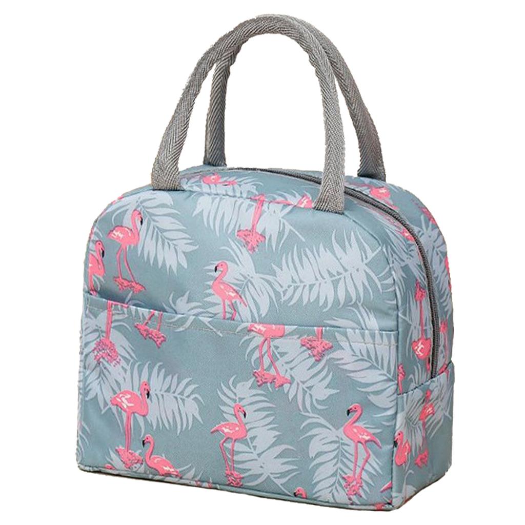 Insulated Lunch Bag Large Capacity Flamingo Pattern Portable Thickened Lunch Bag for School Work