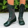 Мода 2025 Дизайн Сапоги до середины икры для женщин Круглый носок Внутренний каблук Шнуровка Большой размер 48 49 50 Модные ботильоны для свиданий