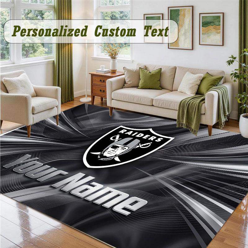 Crystal Velvet Square Rug Custom NameLas Vegas Raiders Pattern Non Slip Home Floor Decor Rug