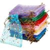 10pcs Organza Gift Bags Multicolor Moon & Star – Jewelry Pouches for Wedding, Party Favors, Candy, and Jewelry Packaging