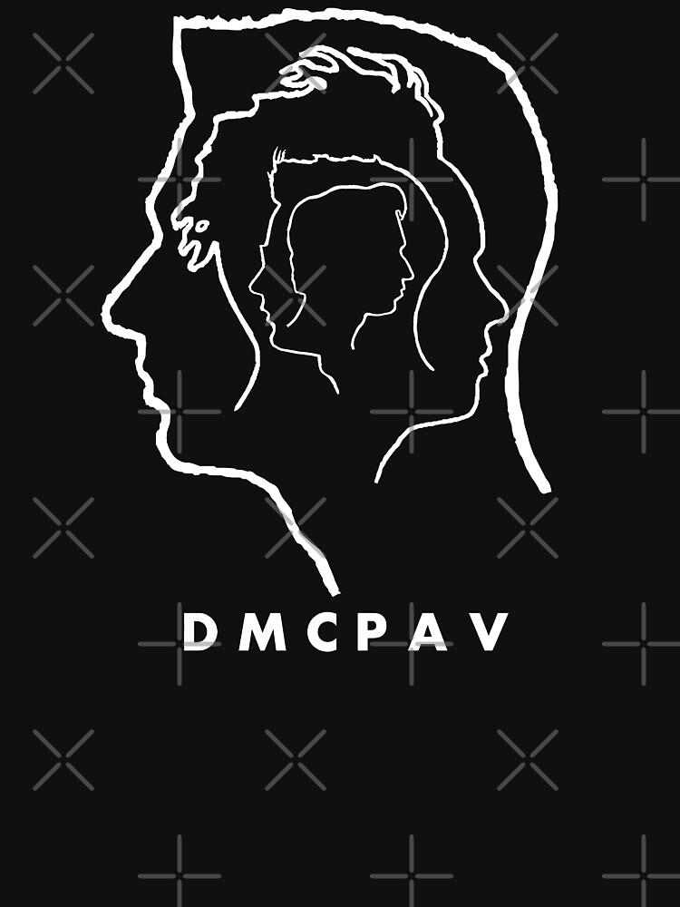 Depeche Mode members matryoshka profile white outline black background + DMCPAV logo Classic T-Shirt