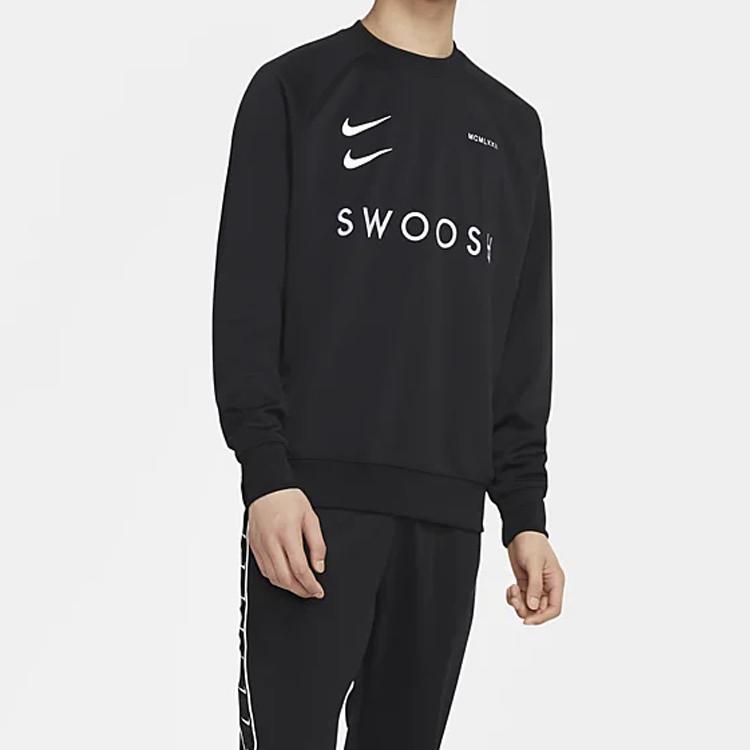 Nike Спортивная одежда Swoosh Logo Пуловер с капюшоном Мужские топы Черный CJ4841-010