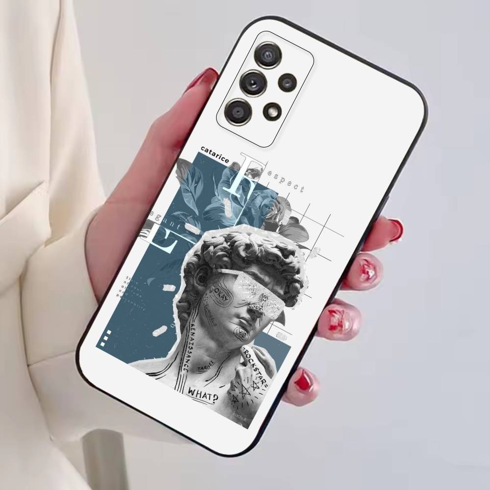 R-Искусство эпохи Возрождения Чехол для телефона с картиной для Samsung S25,S24,S21,S22,S23,S30,Ultra,S20,Plus,Fe, Мягкий силиконовый черный чехол