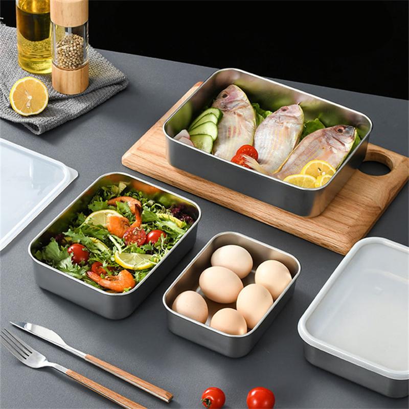 Ящик для хранения в холодильнике из нержавеющей стали, органайзер для свежести, пищевой контейнер с видимой крышкой, кухонные принадлежности для фруктов и овощей