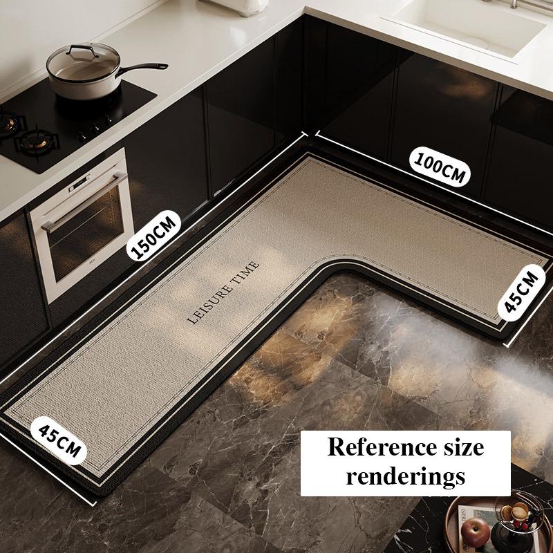 Кухонный коврик Водонепроницаемый Нескользящий Износостойкий Ковер L-образной формы Минималистичный Геометрические линии Коврики Домашний декор Коврик