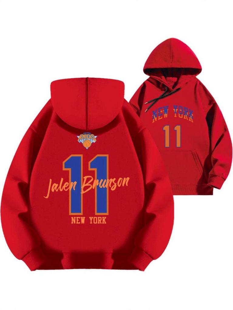 Баскетбольная толстовка Jalen Brunson Knicks 2025 года с плюшем для осени