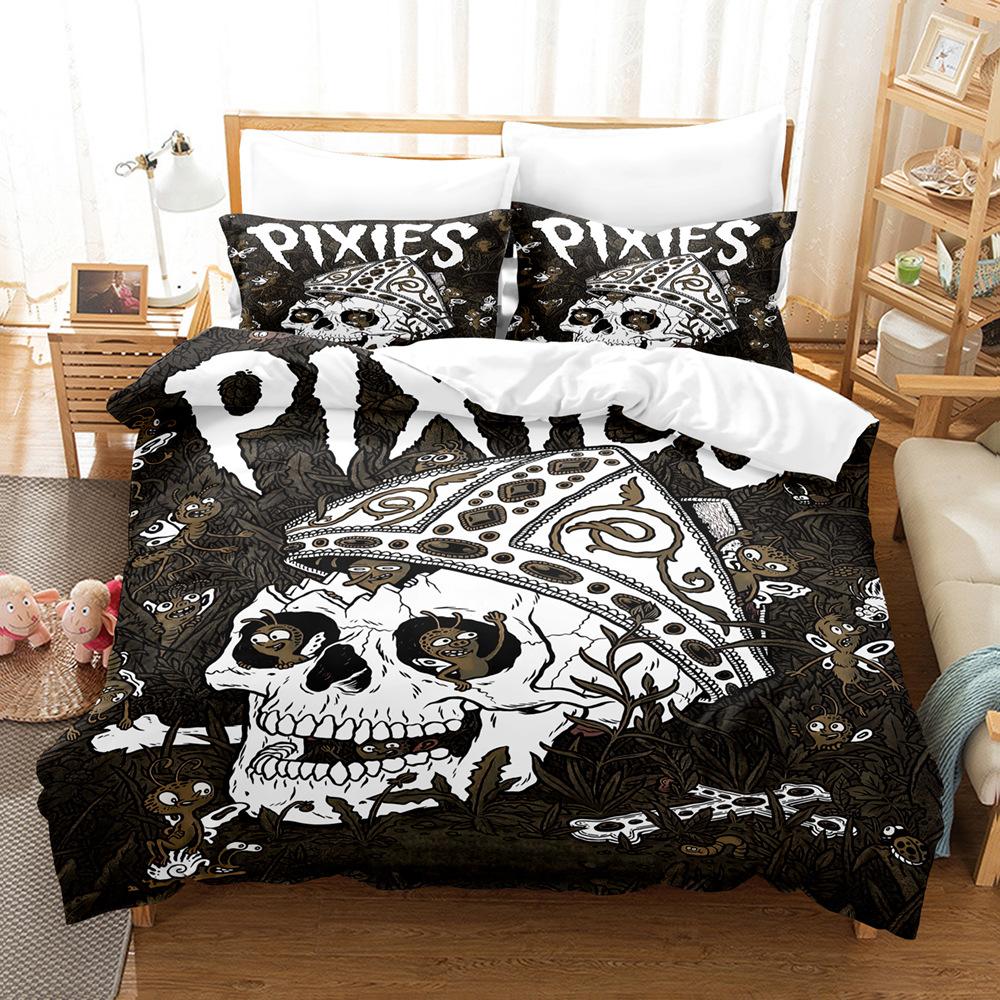 3D Skull Bedding Set Halloween Duvet Cover 2/3 Pieces DE135 * 200 Single/Double Boys' Room Deluxe Home Decoration Gift