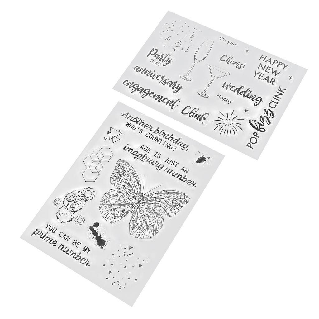 Набор из 2 прозрачных штампов с прозрачным отпечатком, здоровые, не вызывающие раздражения, пригодные для вторичной переработки, практичные прозрачные штампы