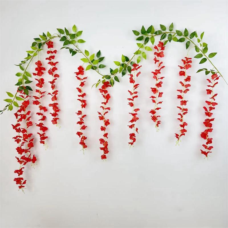 Полоски с имитацией цветка глицинии, искусственные полоски из ротанга, украшения для свадебной вечеринки, настенные подвесные потолочные сцены, макет в помещении и на открытом воздухе