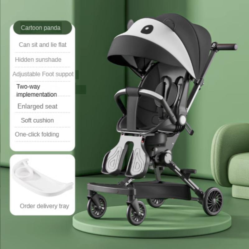 Легкая детская коляска с высоким обзором, двунаправленная четырехколесная тележка, складывающаяся, может сидеть или лежать, детская коляска с комфортом для ребенка