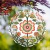 Bohemian Floral Metal Wind Spinner Outdoor Hanging Ornament for Garden Patio Lawn Decor 360 Degree Rotation