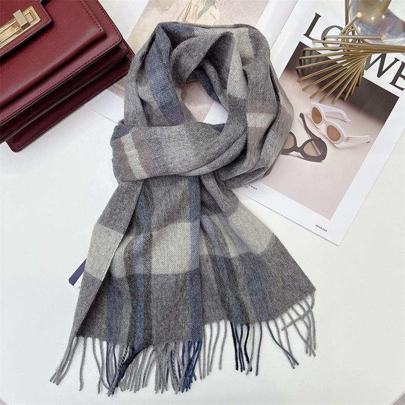 100% Wool Plaid Scarf for Women and Men - Warm, Stylish Gift for Winter