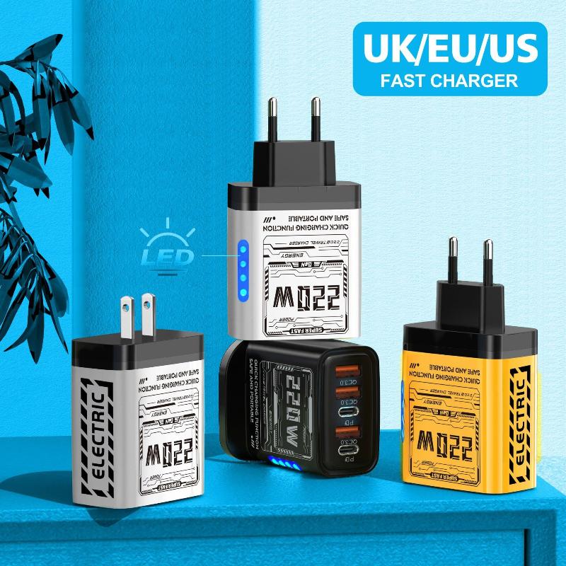 220 В 5 портов Быстрое зарядное устройство Type C Quick Charge USB Сетевой адаптер для зарядки мобильных телефонов Xiaomi Redmi iPhone Samsung