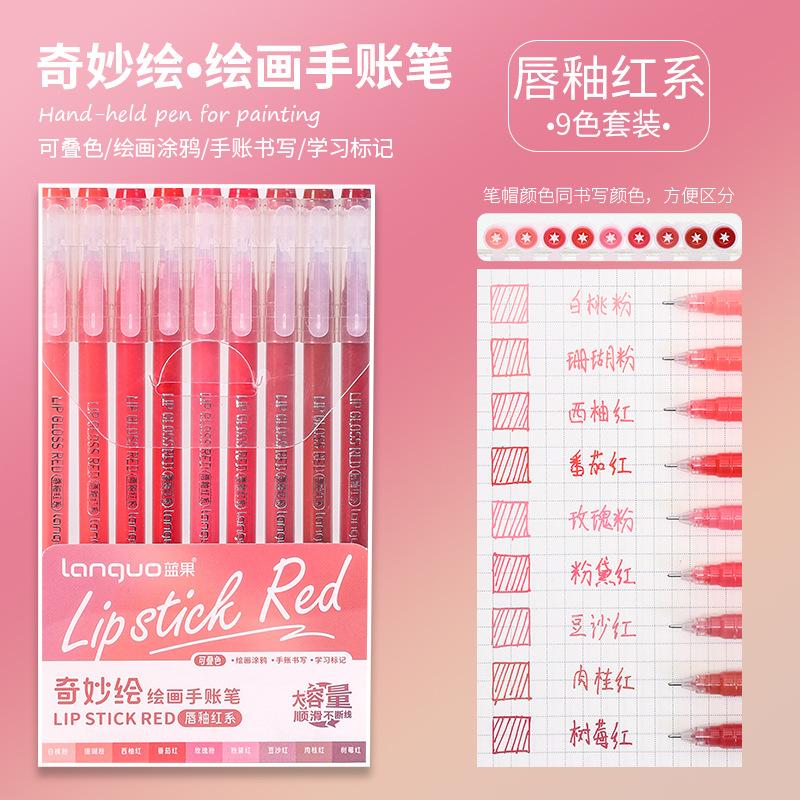 Набор из 9-ти цветов Высокоемкий Нейтральный Односторонний Набор Маркеров Специальная Ручка для Студентов Рисования Ведения Заметок и Выделения Ключевых Моментов