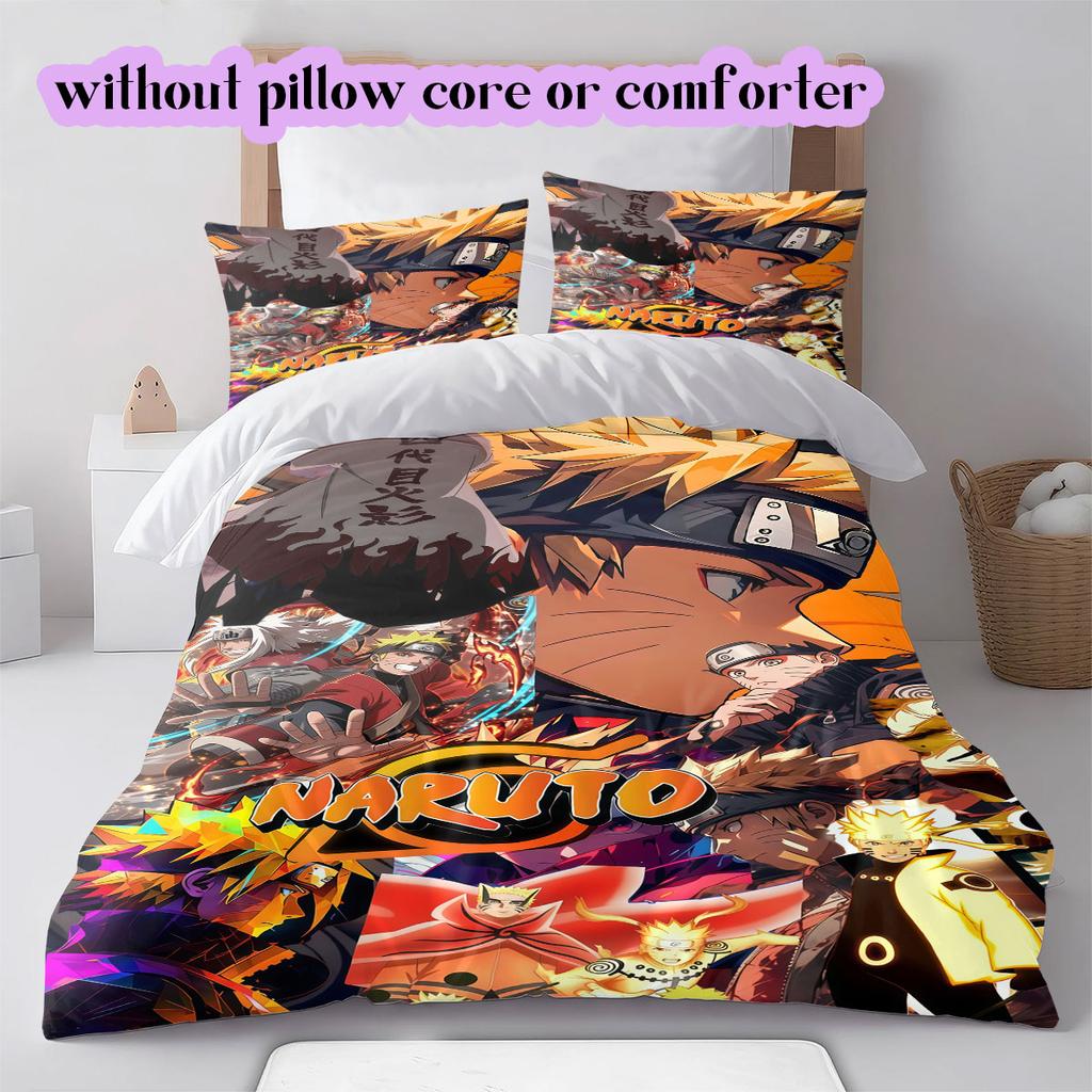 Naruto Cartoon characters 3pcs Cartoon Print Bedding Set Duvet Cover Children's Gift Various Sizes Extra Large Size New