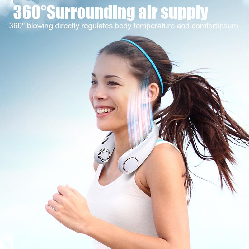 Portable Hanging Neck Fan Digital Display Power Ventilador Bladeless Neckband Fans Air Cooler USB Charging Camping Electric Fan