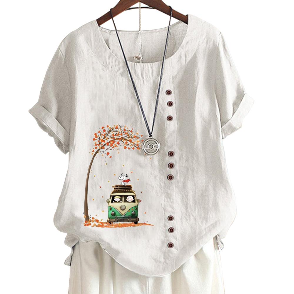 Женская хлопковая повседневная футболка с 7 милыми рисунками животных, круглым вырезом, короткими рукавами, S-5XL