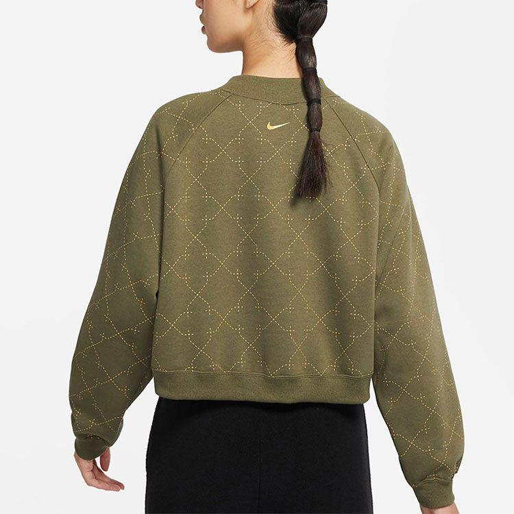 Nike Спортивный флисовый укороченный свитшот с круглым вырезом Зимний женский Зеленый DM7281-222