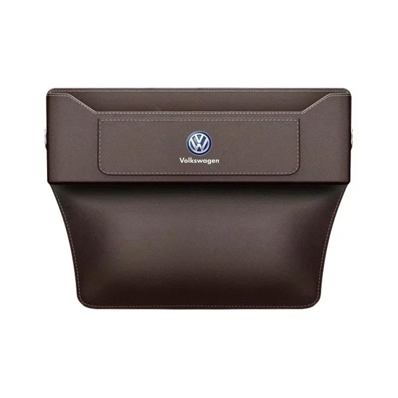 ear1 For VOLKSWAGEN VW Polo B6 2025 Hot For Volkswagen Car Seat Gap Organizer Leather Storage Box Auto Interior Accessories For VW Vo