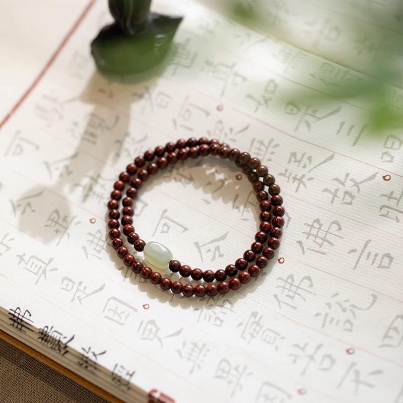 Original Old Material Green Sandalwood Buddha Bead Bracelet Female Forest Student Sandalwood Passion Seed Bracelet Couple Ethnic Style Male Female