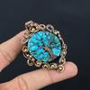 Double Tree Of Life Tibetan Turquoise Gemstone Handmade Copper Wire Wrap Jewelry Pendant