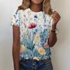 Women's Fashion Casual Printed Round Neck Short Sleeved T-Shirt Top T-Shirt Top Top
