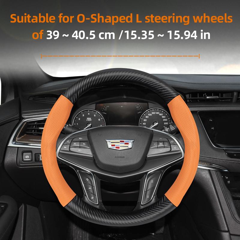 AABHX1 Suitable for Cadillac Breathable Hole Leather Matte Carbon Fiber Texture Steering Wheel Cover Suitable for Cts 2013 Ct4 Carbon Interior Ct5